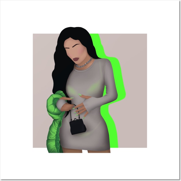 Kylie Jenner. Acid green. Wall Art by AnnVas